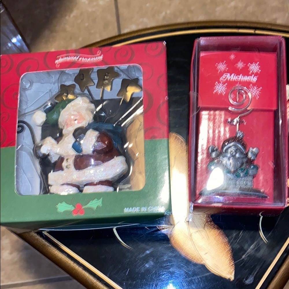 Bx47 Santa Claus Christmas Ornament and Place Setting Card Holder
